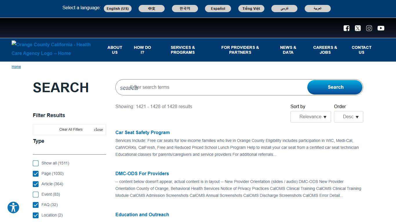 Search | Orange County California - Health Care Agency